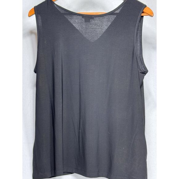 IMAN Global Chic Runway Jersey Mock Neck Tank - Black Size L Simple Black Top - Picture 4 of 5